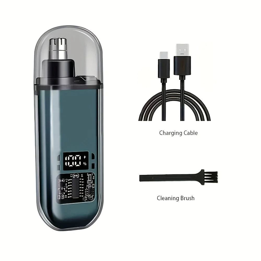 Multi‑Use Electric Nose & Ear Hair Trimmer – 360° Stainless Steel Blades with USB Rechargeable Battery