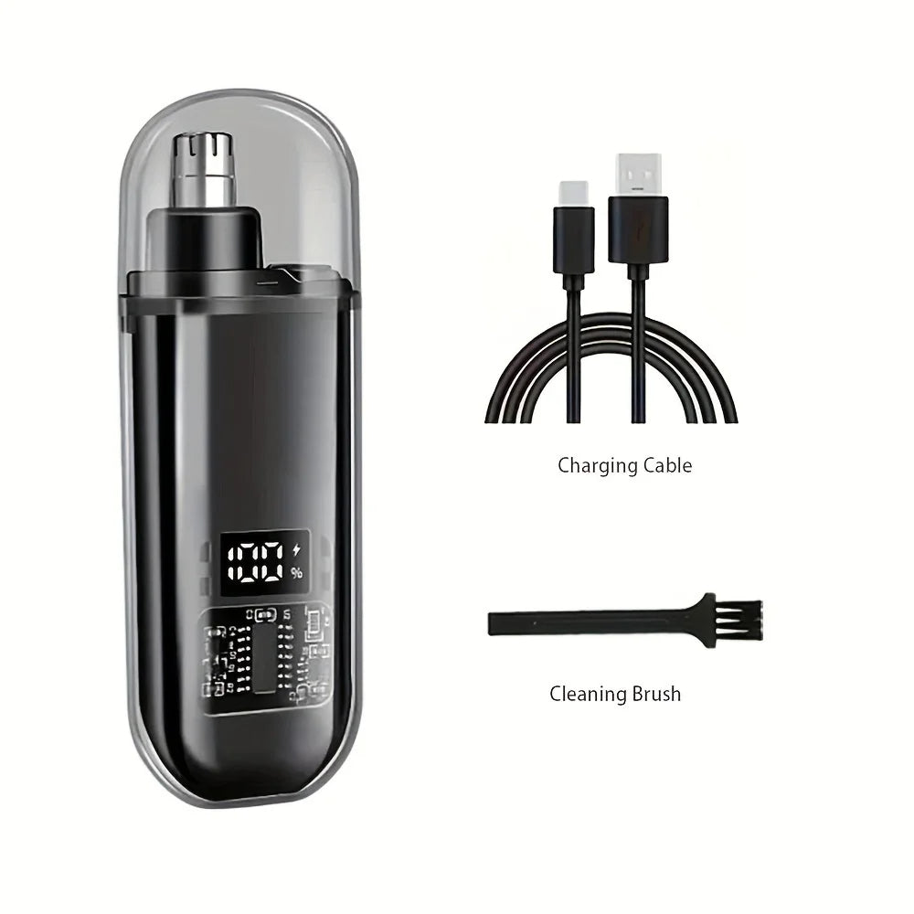 Multi‑Use Electric Nose & Ear Hair Trimmer – 360° Stainless Steel Blades with USB Rechargeable Battery
