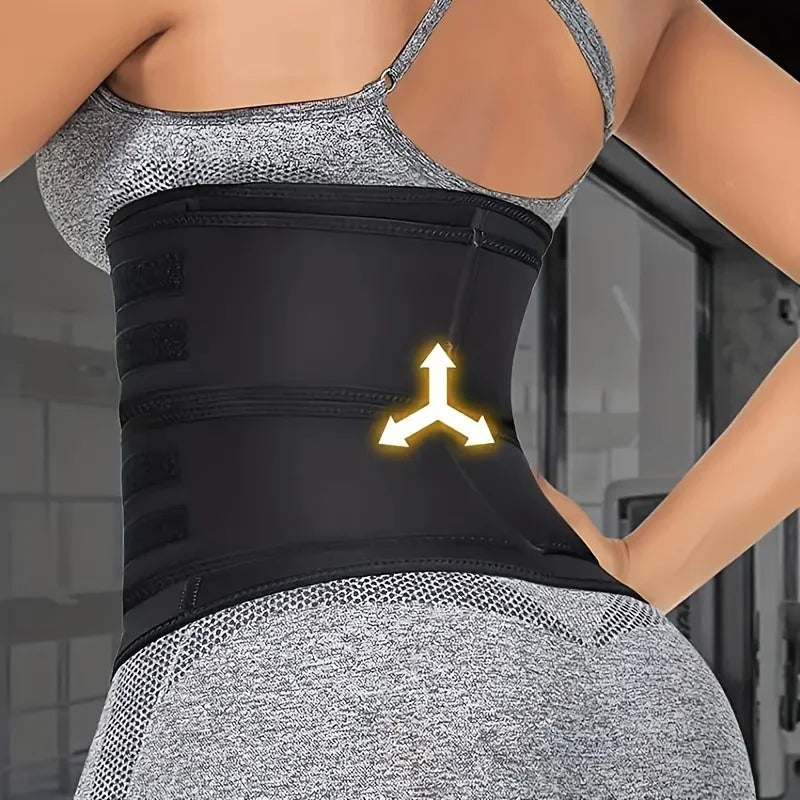 Model wearing body shaper belt during a workout
