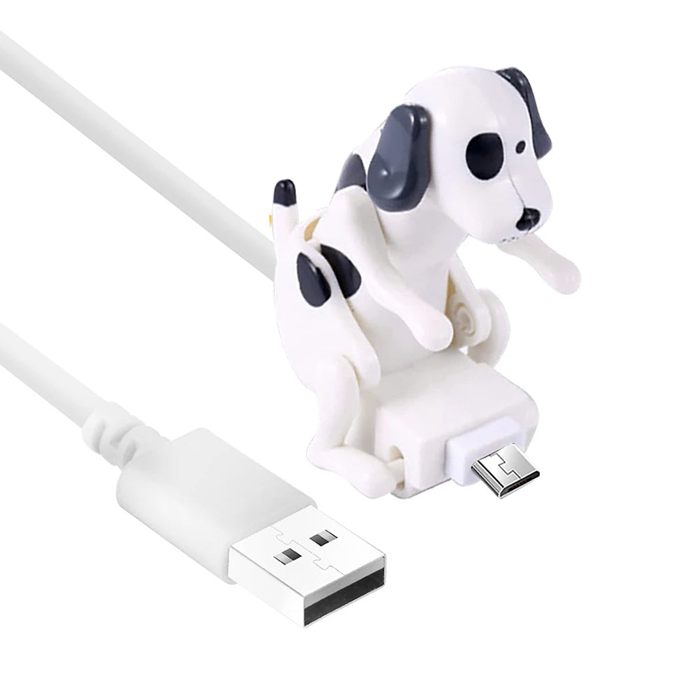 Portable humping dog USB adapter used as a gag gift for charging gadgets.  
