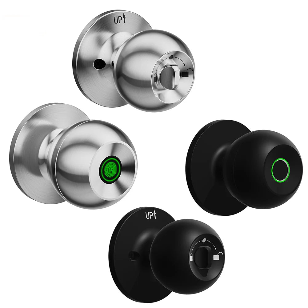 Smart Fingerprint Door Knob – 4‑Way Unlock with Bluetooth App, Keypad & Emergency Power