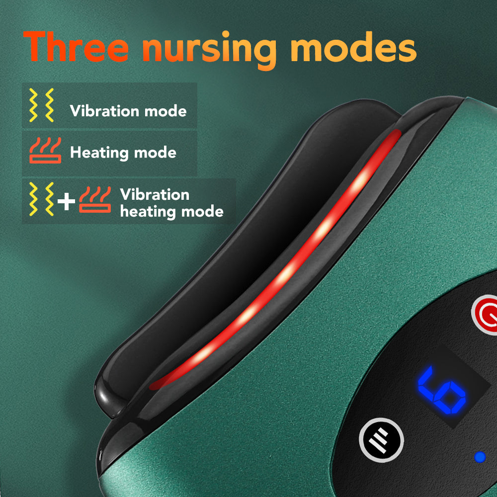 Portable gua sha device with heat and vibration for beauty and relaxation.  
