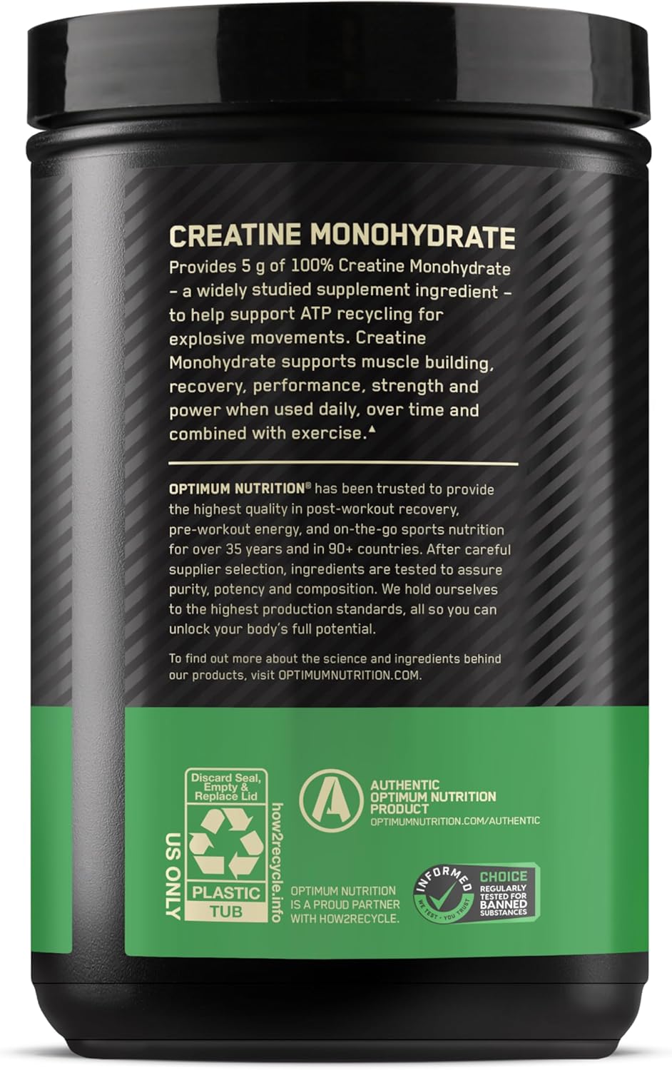 Optimum Nutrition Micronized Creatine Monohydrate Powder, Unflavored, 120 Servings, 600 Grams (Packaging May Vary)