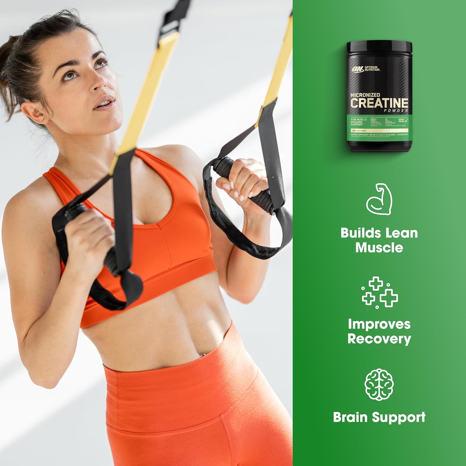 Optimum Nutrition Micronized Creatine Monohydrate Powder, Unflavored, 120 Servings, 600 Grams (Packaging May Vary)