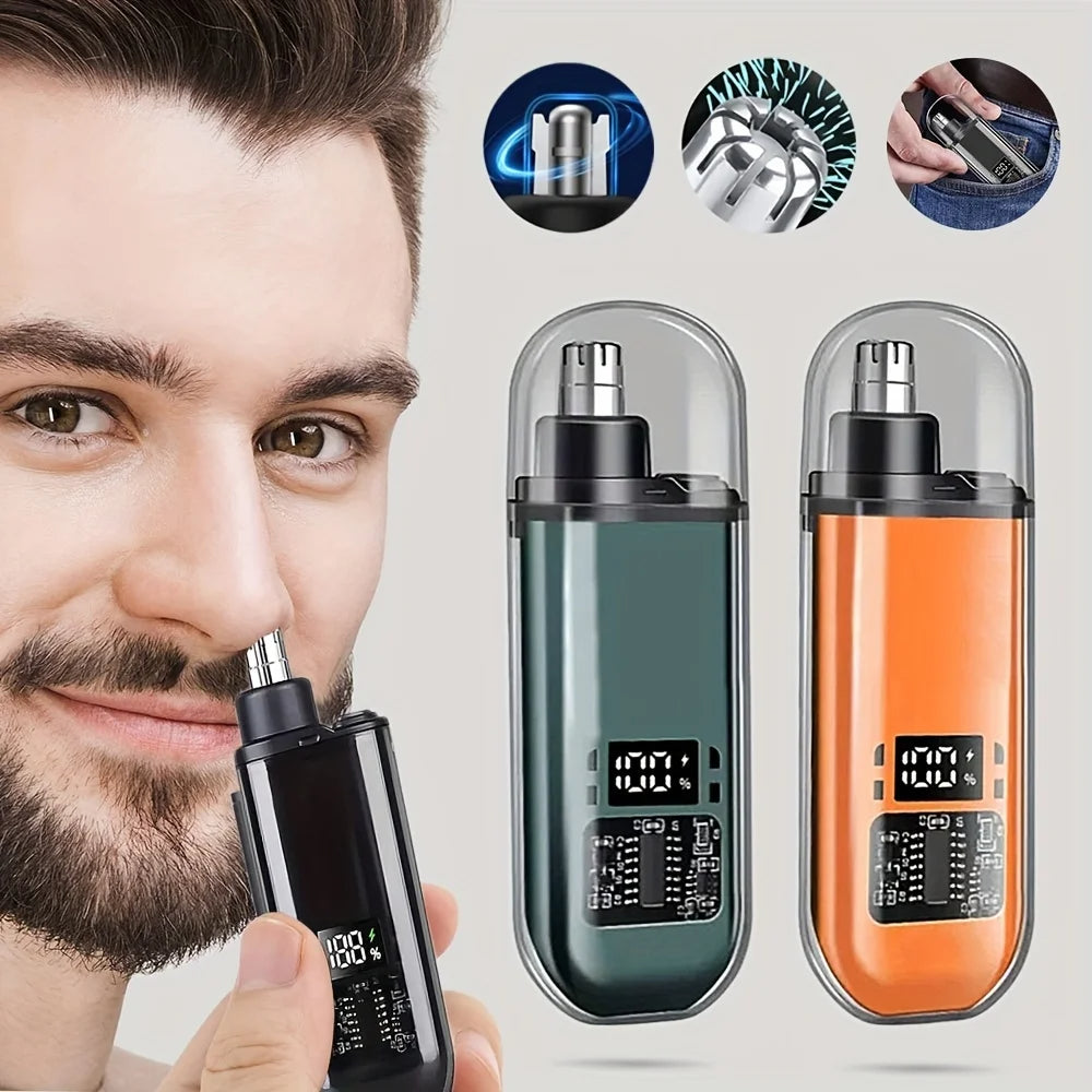 Multi‑Use Electric Nose & Ear Hair Trimmer – 360° Stainless Steel Blades with USB Rechargeable Battery