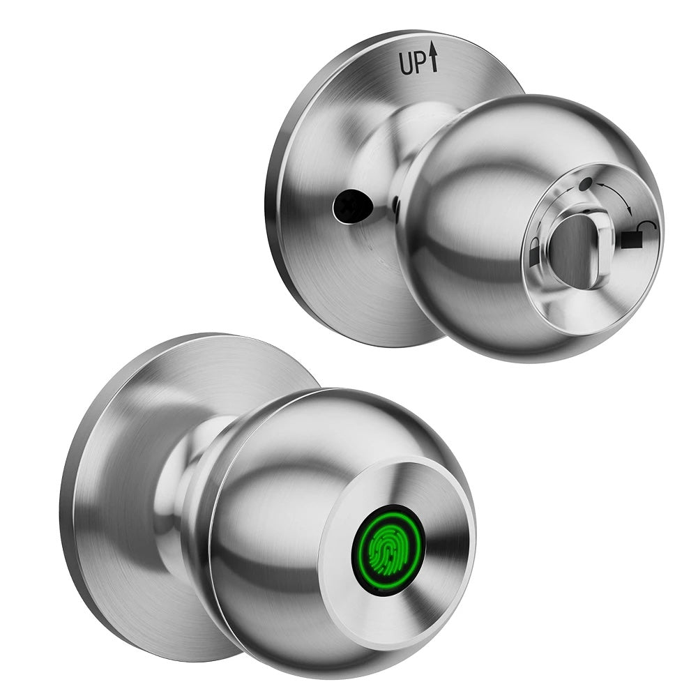 Smart Fingerprint Door Knob – 4‑Way Unlock with Bluetooth App, Keypad & Emergency Power