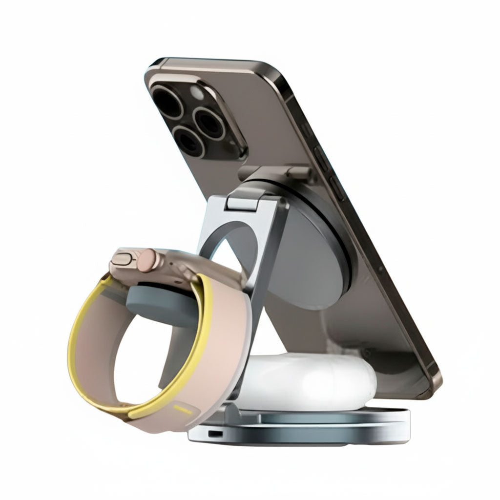 Rod & Go 3-in-1 Foldable MagSafe Wireless Charging Station – iPhone, Apple Watch & AirPods