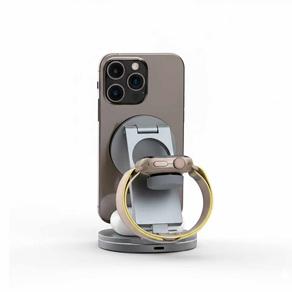 Rod & Go 3-in-1 Foldable MagSafe Wireless Charging Station – iPhone, Apple Watch & AirPods