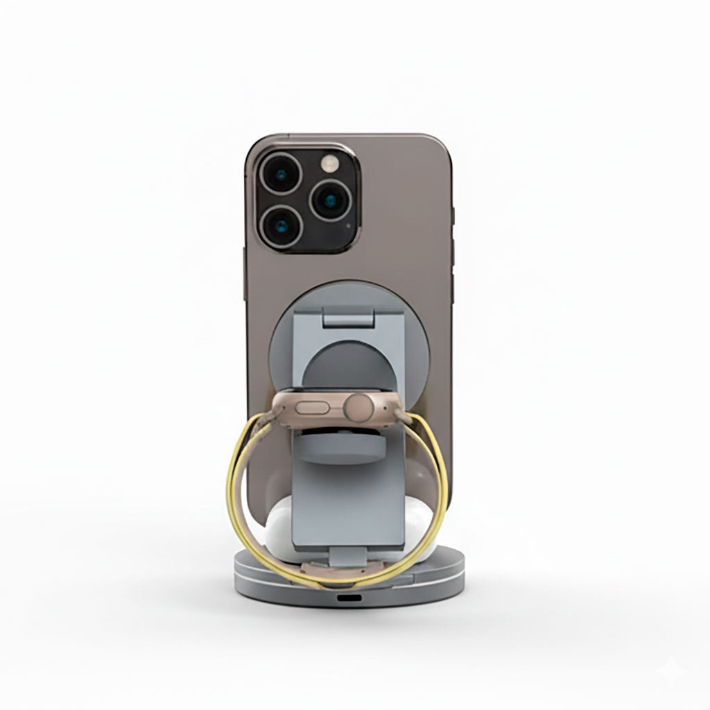 Rod & Go 3-in-1 Foldable MagSafe Wireless Charging Station – iPhone, Apple Watch & AirPods