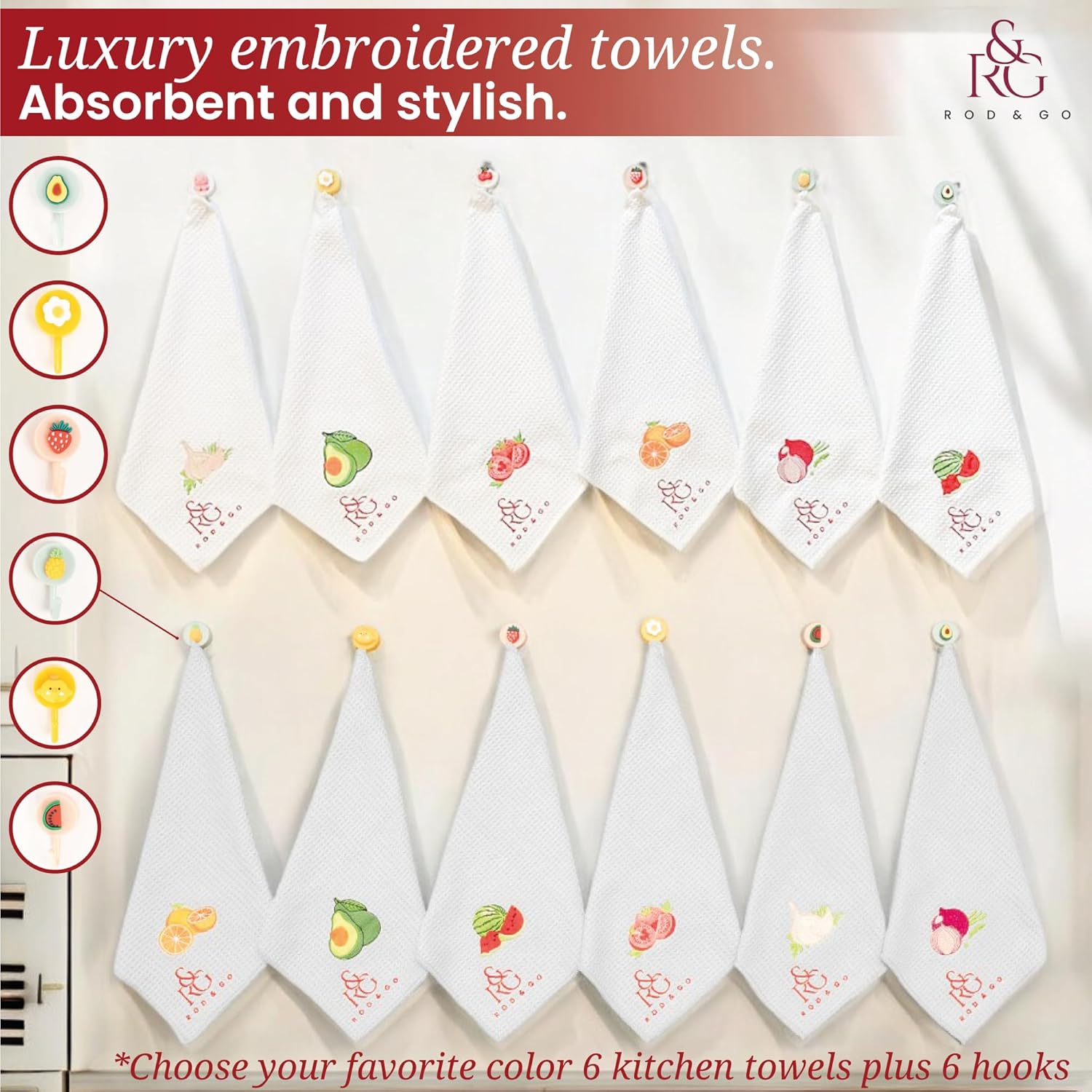 Stack of six folded microfiber towels tied with a ribbon on a countertop, styled as a housewarming or BBQ gift set.