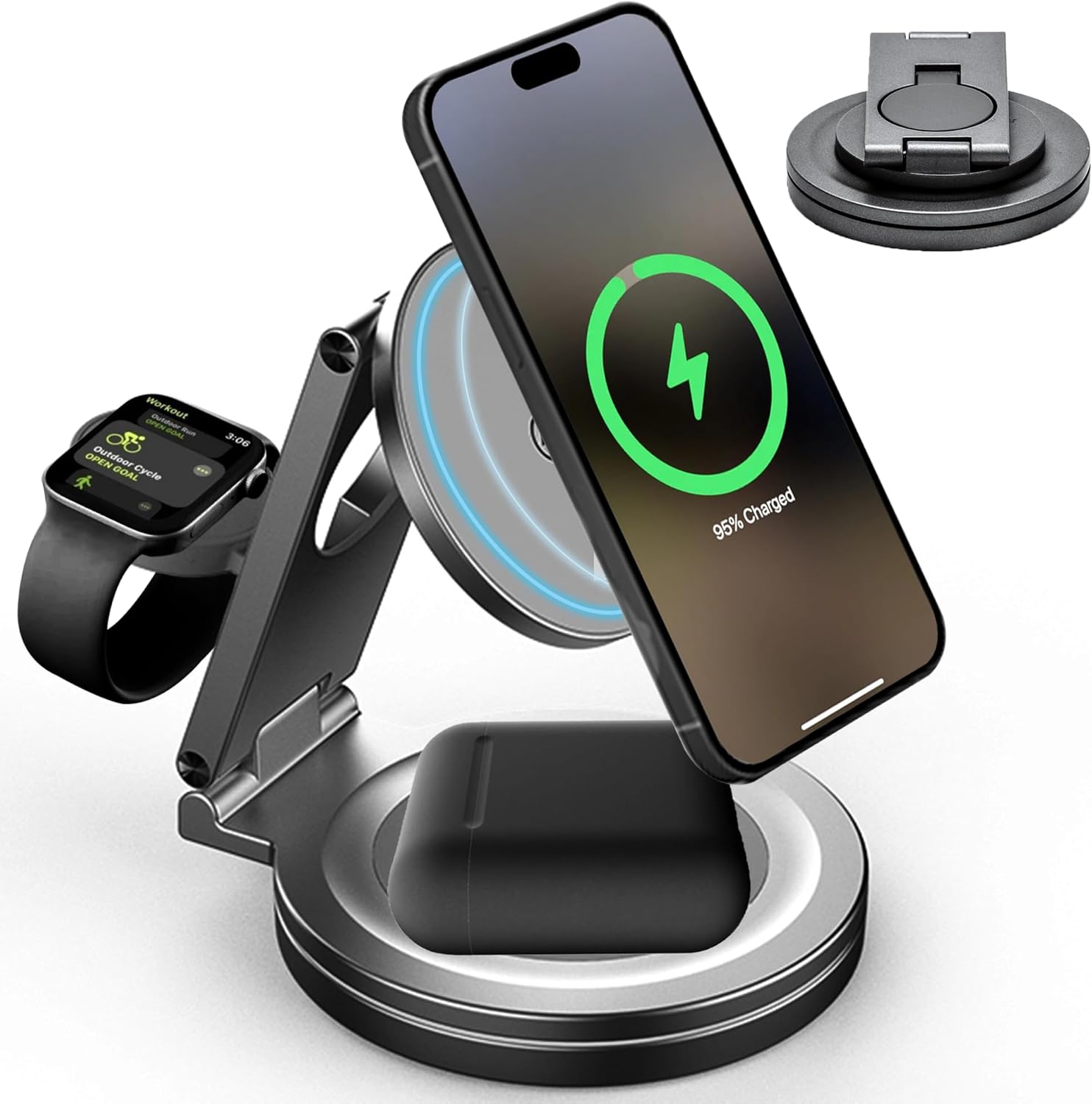 Foldable 3-in-1 MagSafe Wireless Charging Station for iPhone, Apple Watch, and AirPods – Rod & Go
